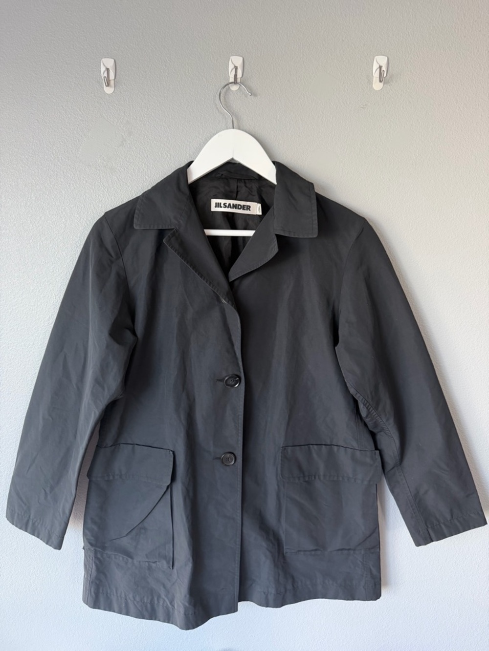 Jil Sander *flawed* black cotton blend lightweight button up jacket 34 Women’s 4